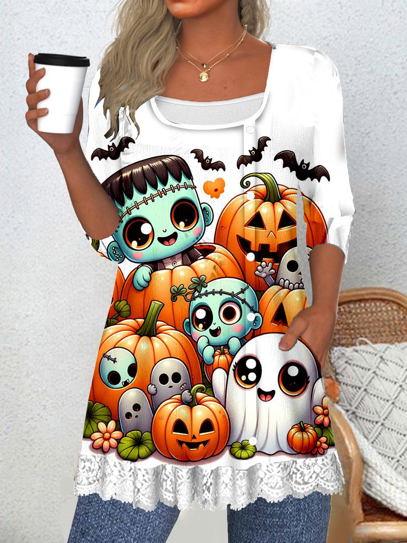 Women Long Sleeve V-neck Graphic Floral Printed Top
