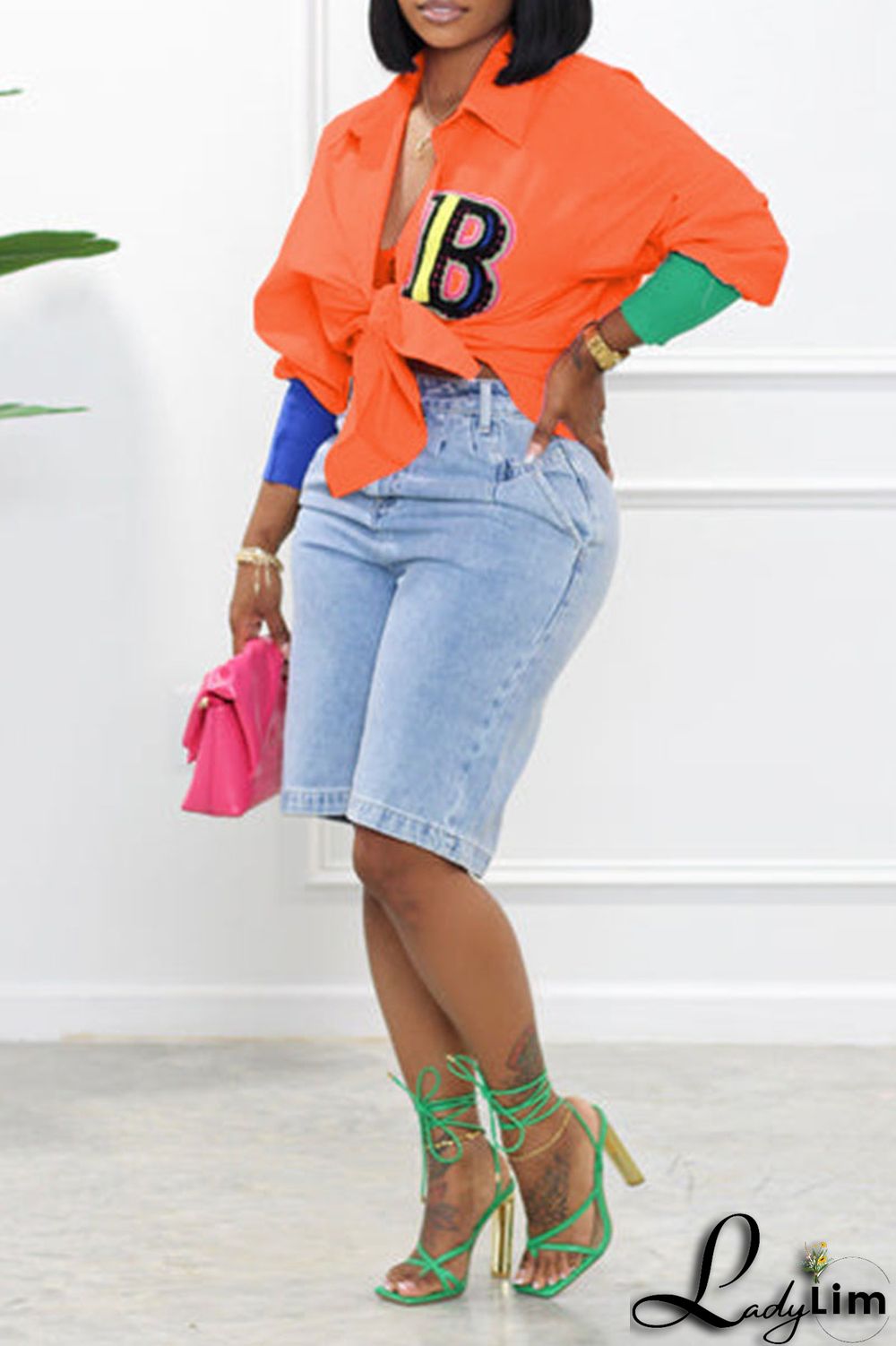 White Casual Solid Embroidered Patchwork Buckle Turndown Collar Tops