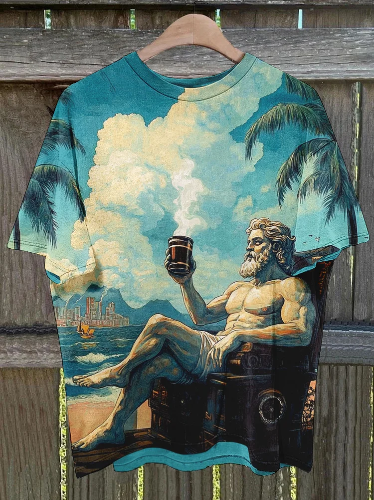Men's Zeus Relax On Holiday Print Casual T-Shirt