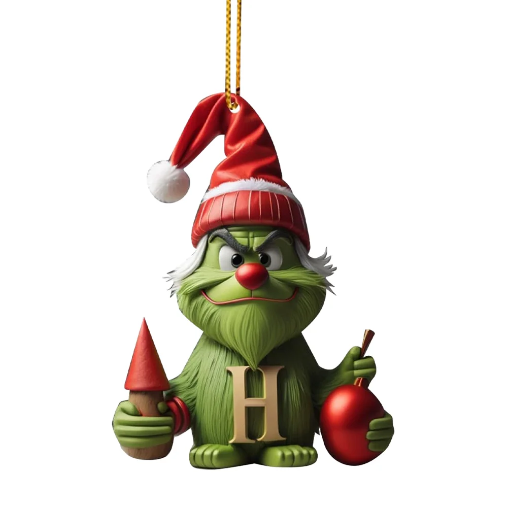 Christmas Acrylic Grinch Xmas Tree Hanging Ornament Hanging Green Monster Decor