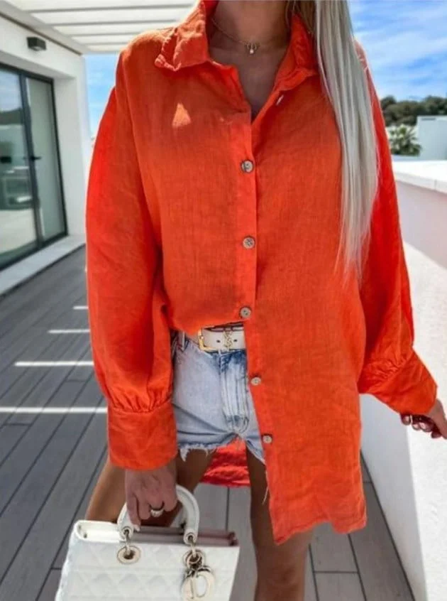 Women's Casual Solid Color Long Sleeve Shirt