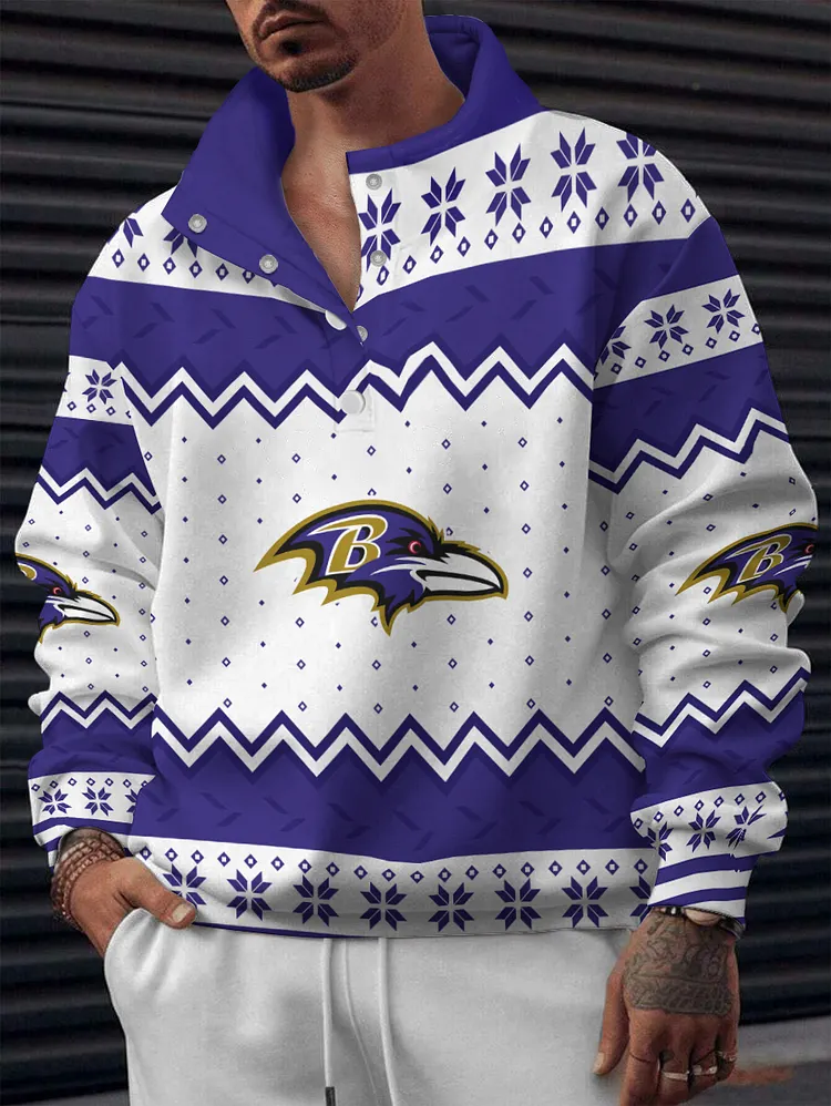 Baltimore Ravens  2025 New Design Casual Snap  Mockneck Pullover