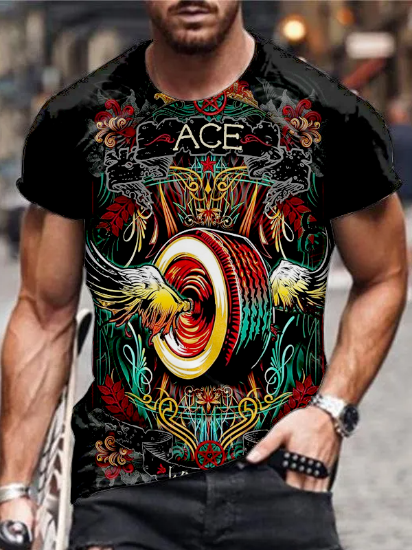 Men's Comfortable Retro Car Print T-Shirt PLUSCLOTHESMAN