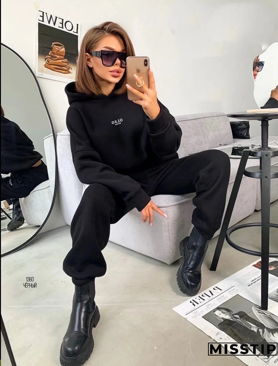 Women's Autumn Knitted Fleece Casual Two-piece Set Suits