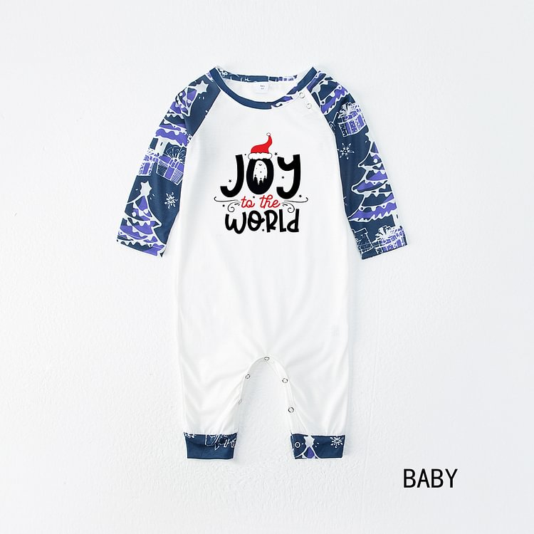 Joy To The World Blue Christmas Family Matching Pajama Set