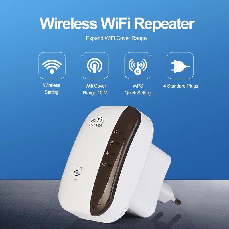 Tegooe 300Mbps WiFi Repeater Extender 24GHz 80211n Signal Booster Range Extender AP Mode EUUS Plug White