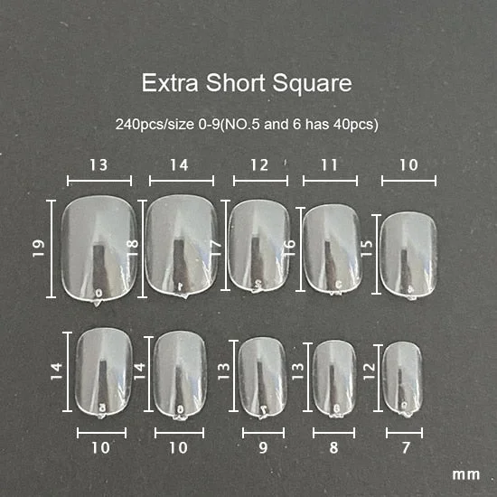 240pcs Gelly Tips Soft Gel Nail Extension Tips Full Cover Pre-shaped Sculpted Long Coffin Stiletto False Tip Quick Building Mold-Nail Inspo