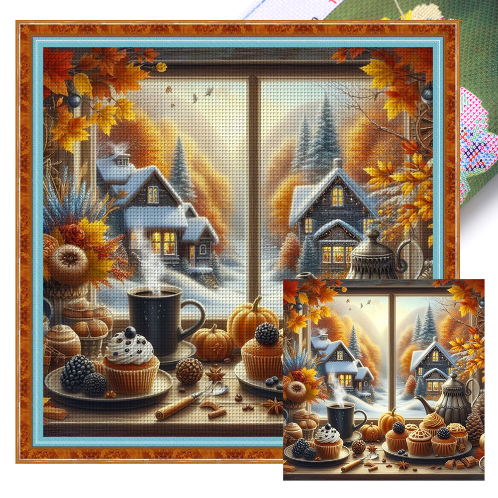 Desserts By The Window Full 11CT Pre-stamped Canvas(45*45cm) Cross Stitch
