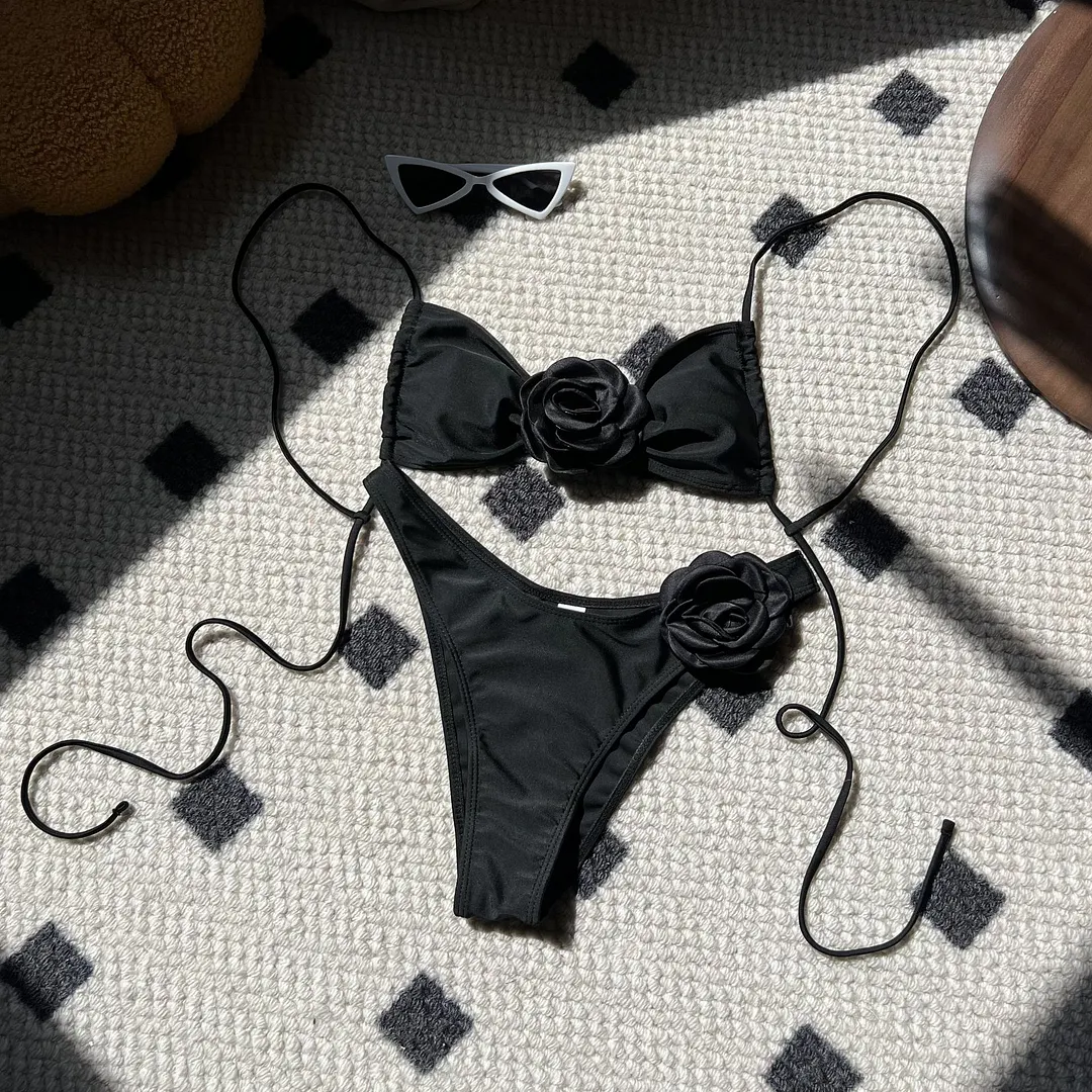 Churchf 2024 Color Rose Drawstrings And Binddle Swimwear Bikini