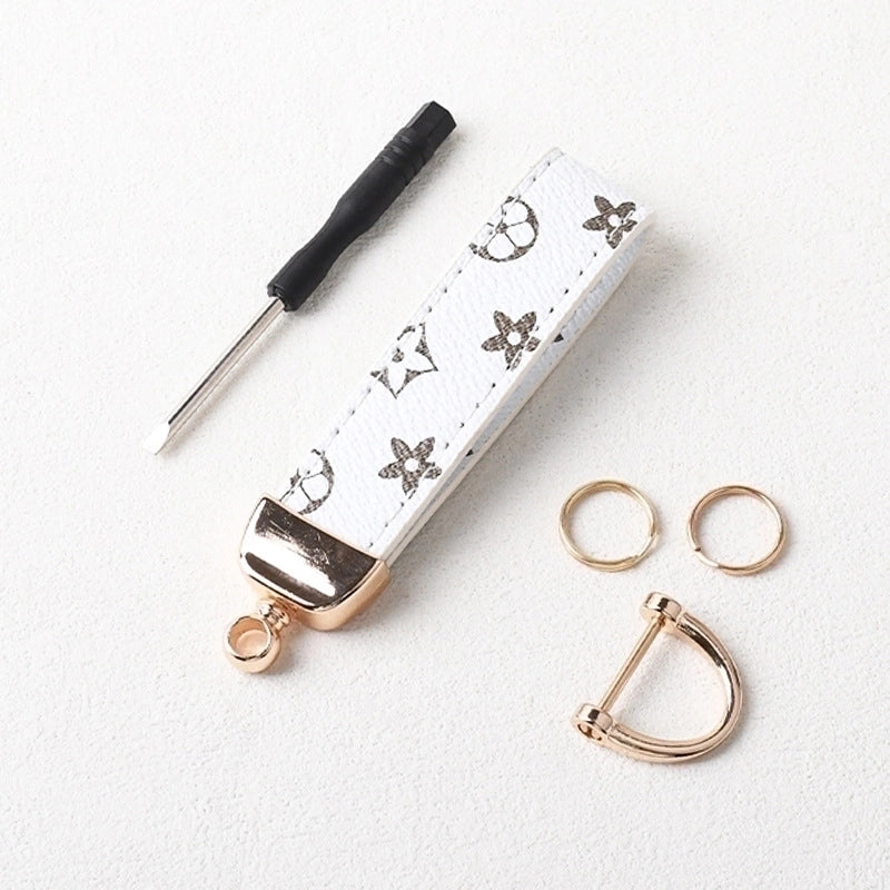 5 Pieces Classic Trendy Old Flower Leather Car Key Chain High Quality Car Key Chain Anti-lost Accessories Pendant Factory Direct Sales