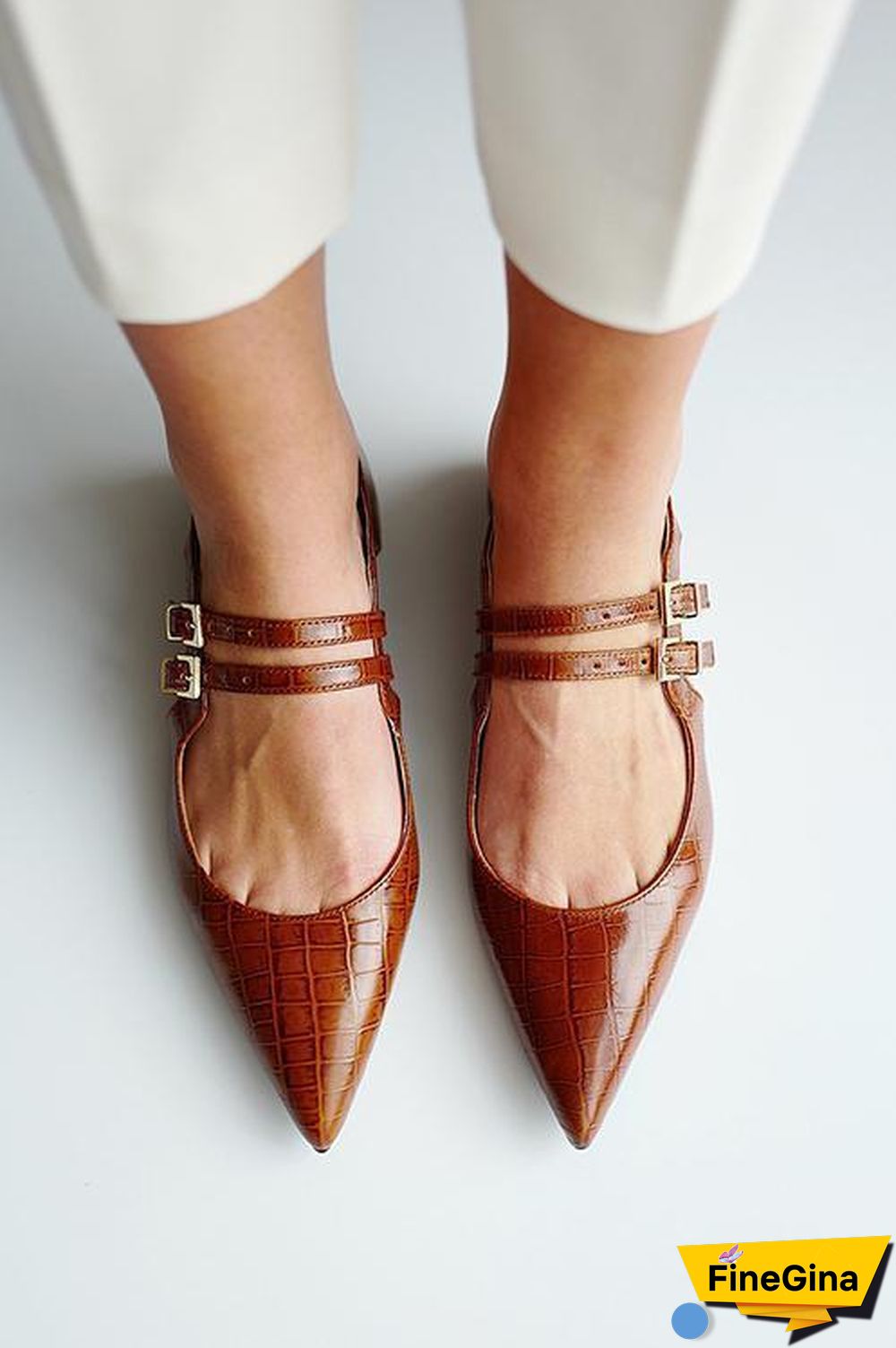 Point Toe Strap Flats