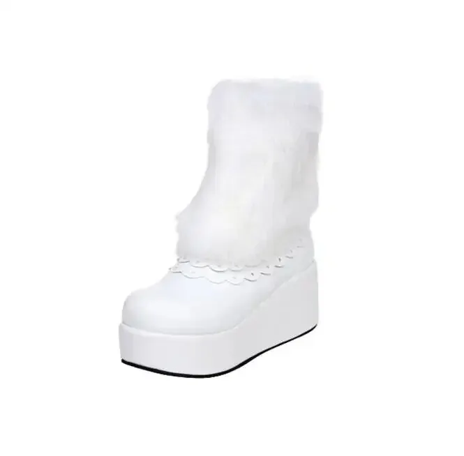 VCshoes Mori Girl Warm Snow Boots Lady Student Lolita Ankle Boots Platform Shoes High Trifle Heels 47