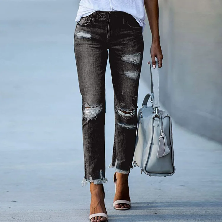 Classic Washed Ripped Slim Jeans