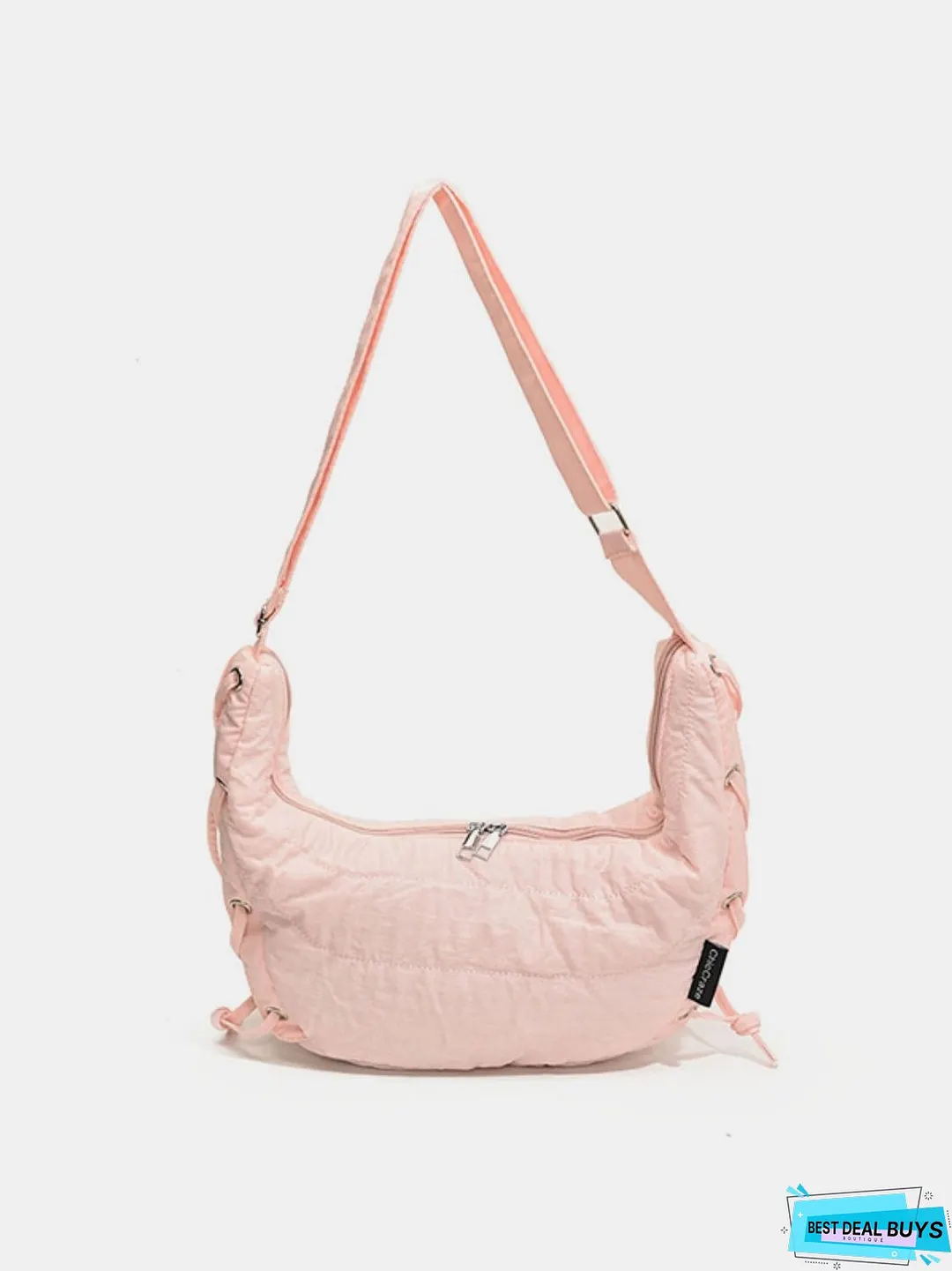 Lace-Up Polyester Crossbody Bag