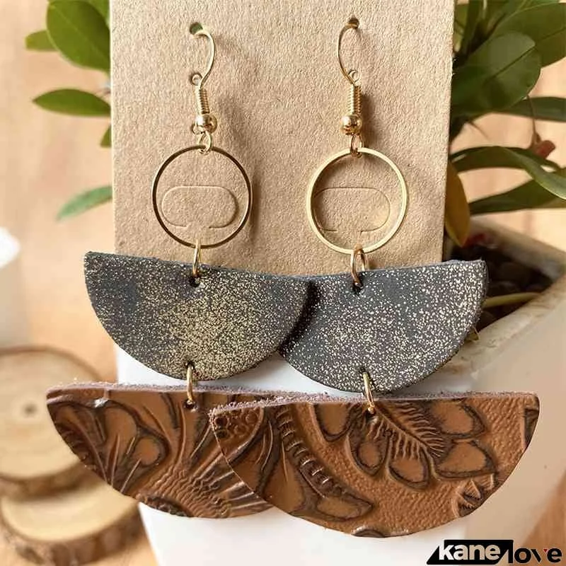 PU Semicircle Drop Earrings