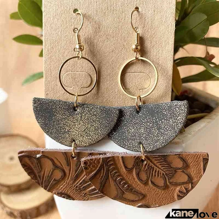 PU Semicircle Drop Earrings