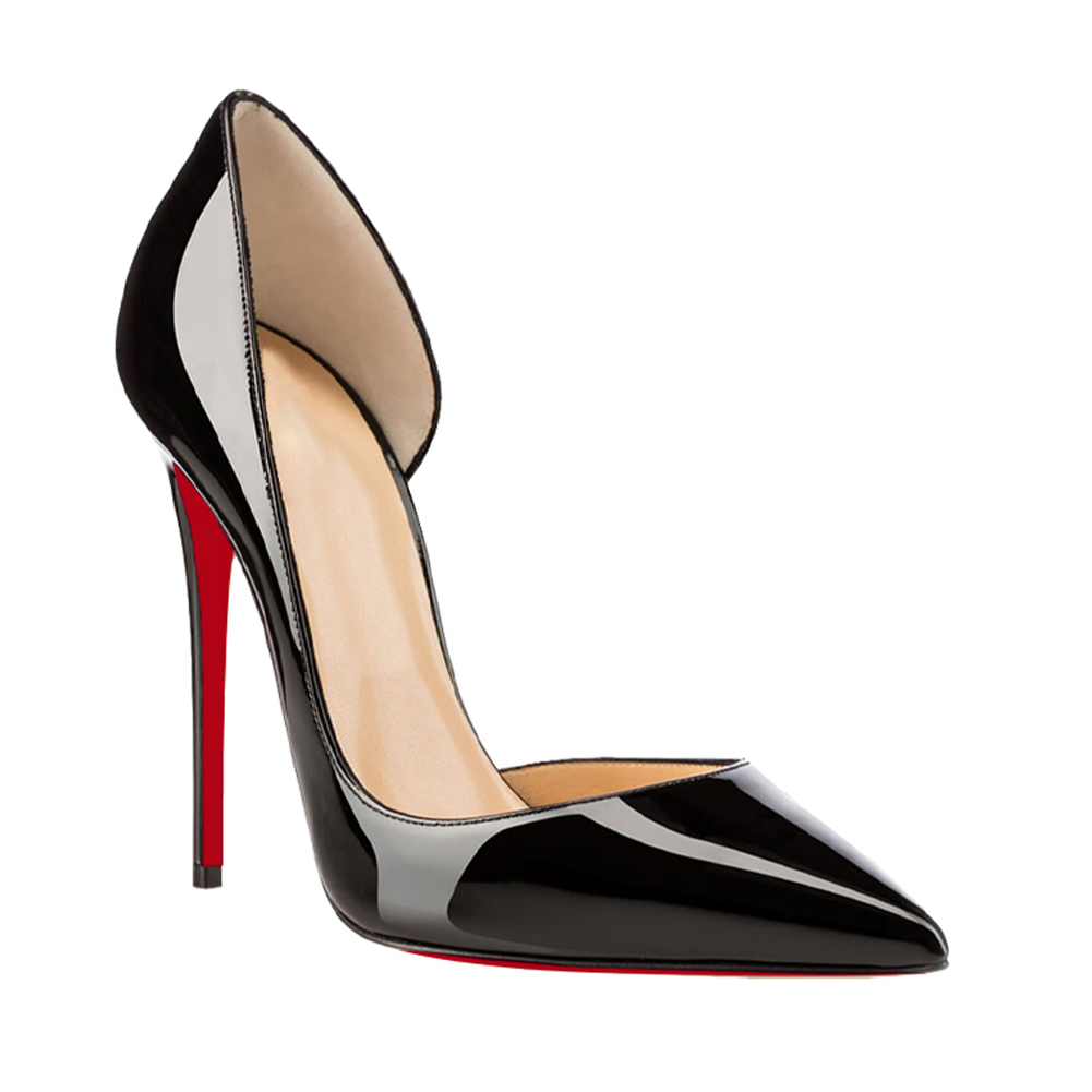 120mm Women's Classic Pumps Patent Closed Pointed Toe Bridal Wedding Party Red Bottom-MERUMOTE