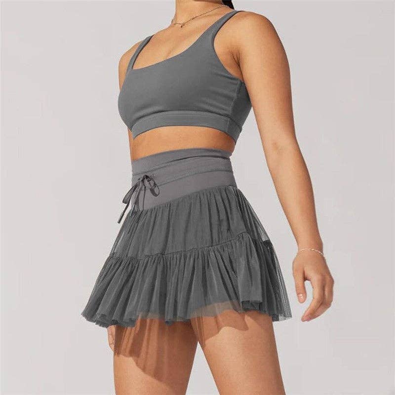 High Waist Belted Anti-Light Leakage Pleated Mini Skirt
