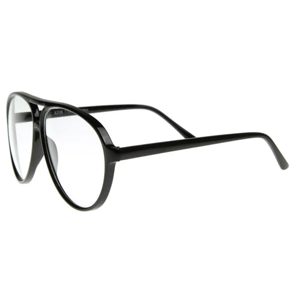 80s Retro Classic Vintage Large Bold Tear Drop Clear Lens Aviator Glasses 8062