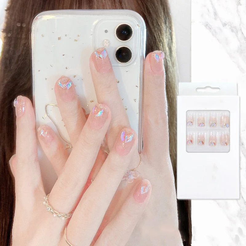 false nails with designs acrylic for nail Imitation Pearl Lace Bowknot press on nails Charming Pre Design fake nails with glue-Nail Inspo