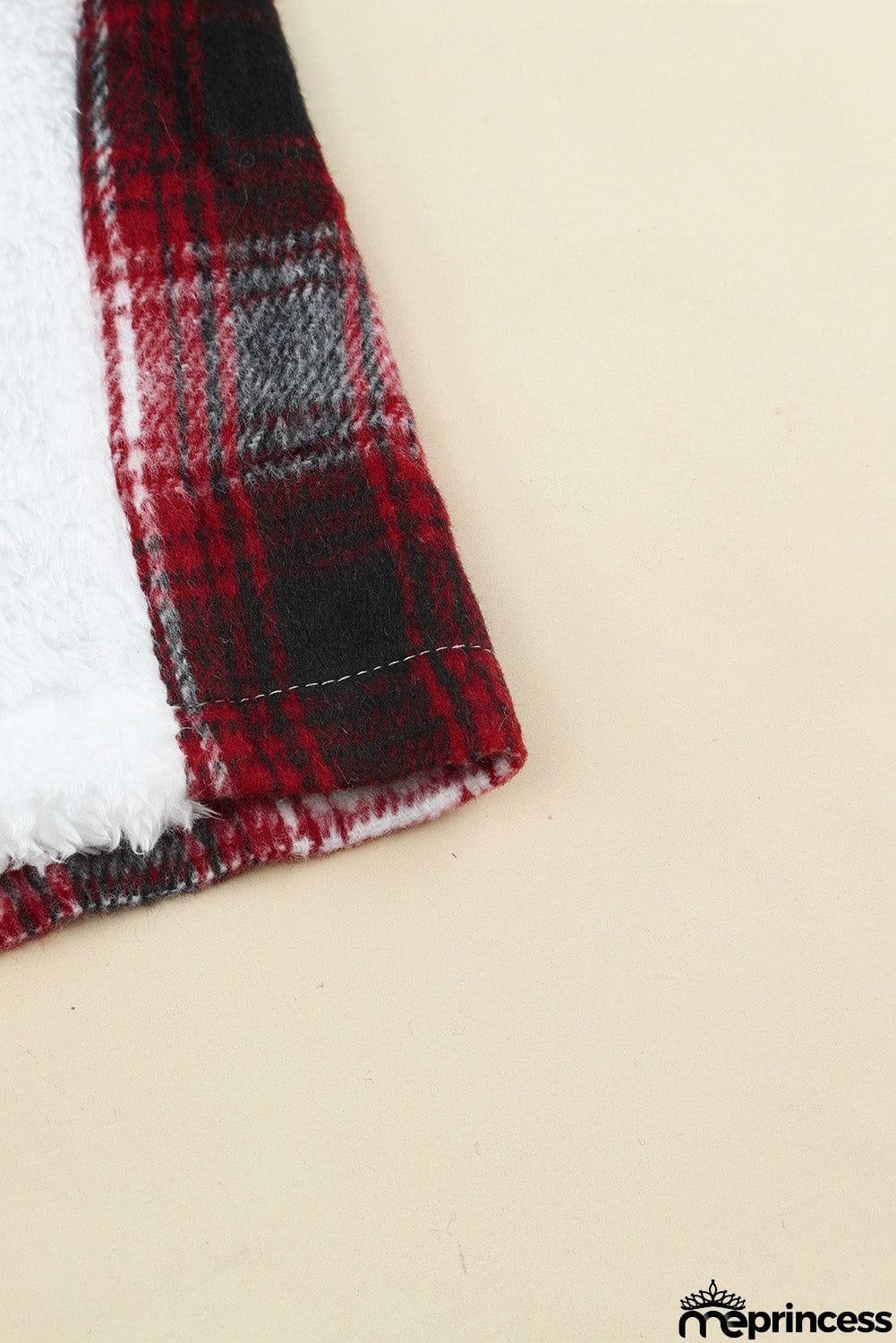 Plaid Patchwork Buttoned Pocket Sherpa Jacket