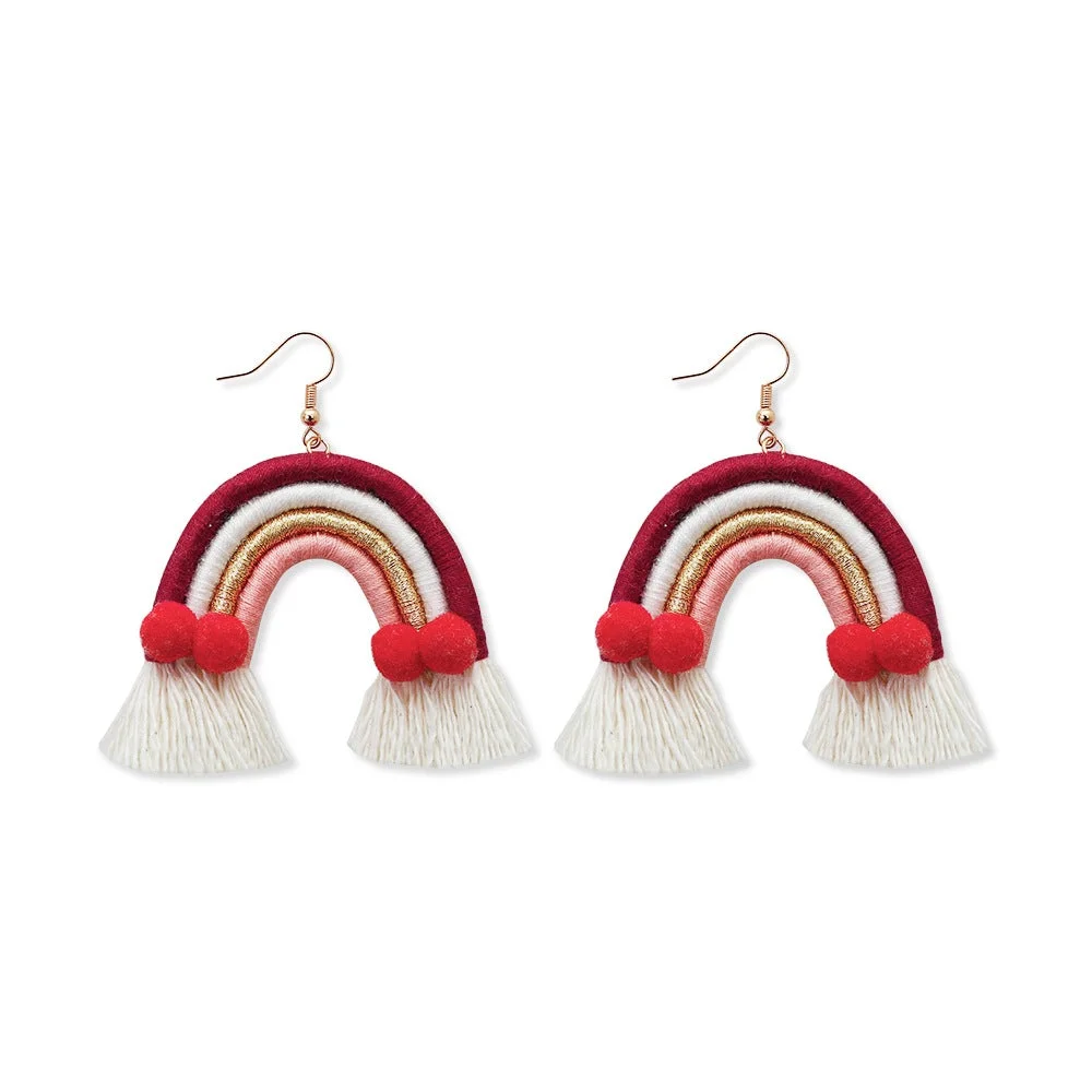 Tinyname® Santa Claus Earrings Bohemian Tassel Woven Earrings