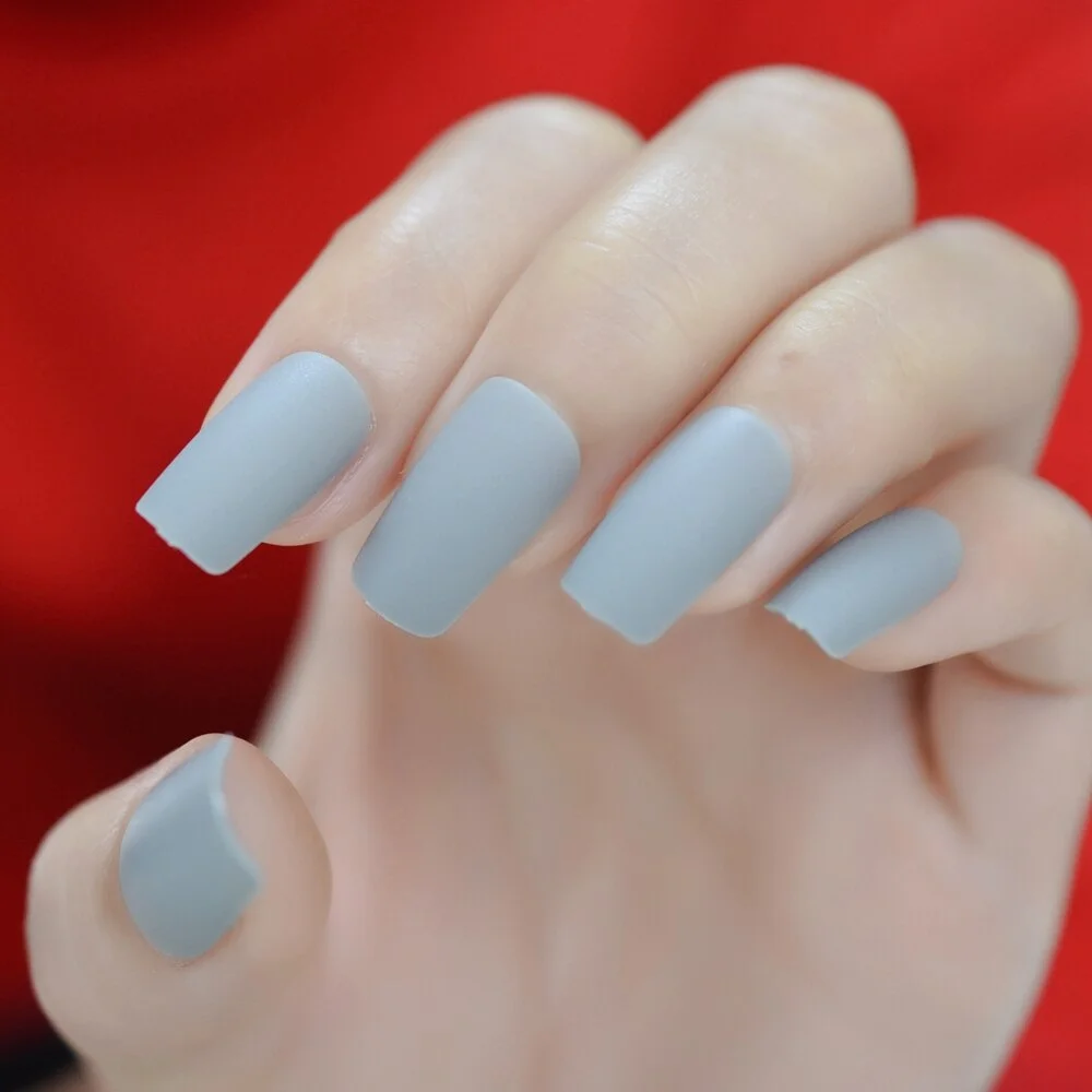 The Cyberpunk Line Original Dancing Line Design Full Cover Nails Coffin Meidum-Long Gray Color Supplies For Professionals Finger-Nail Inspo