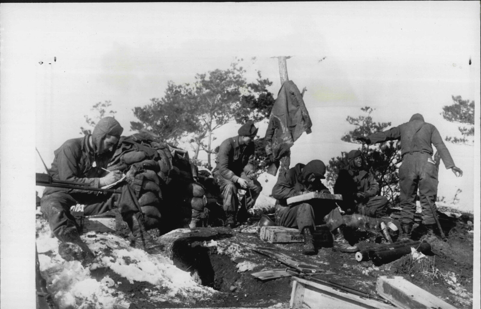 US Army Soldiers on the Front in Korea Press Photo Poster painting