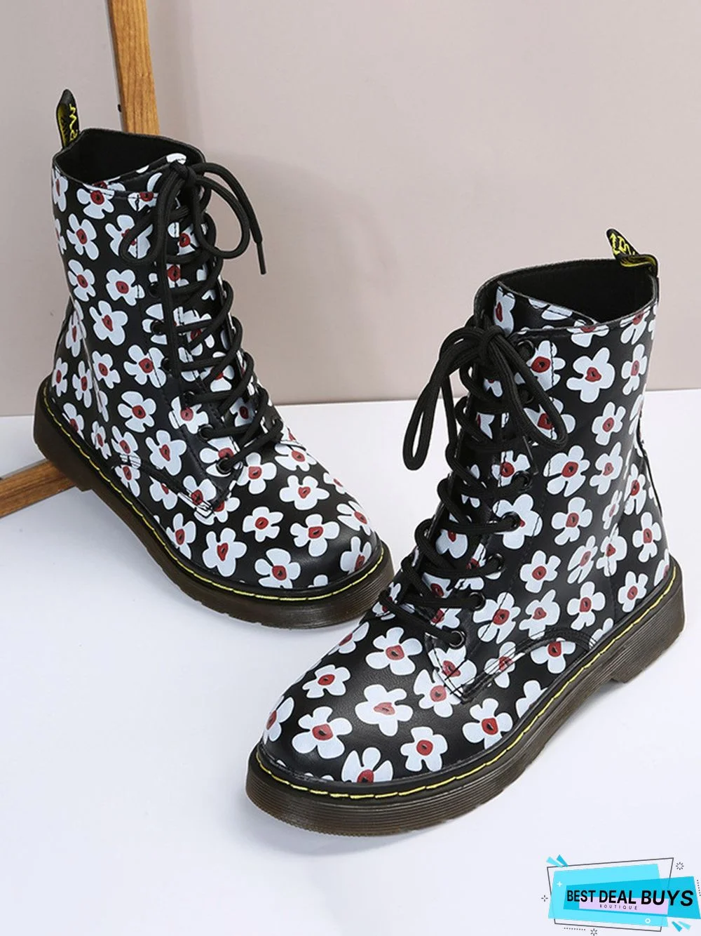 Womens's Plus Size Cat Printing Martin Boots