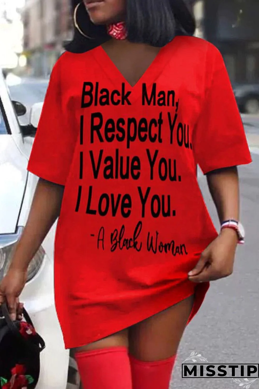 Black Casual Print Patchwork V Neck Straight Plus Size Dresses