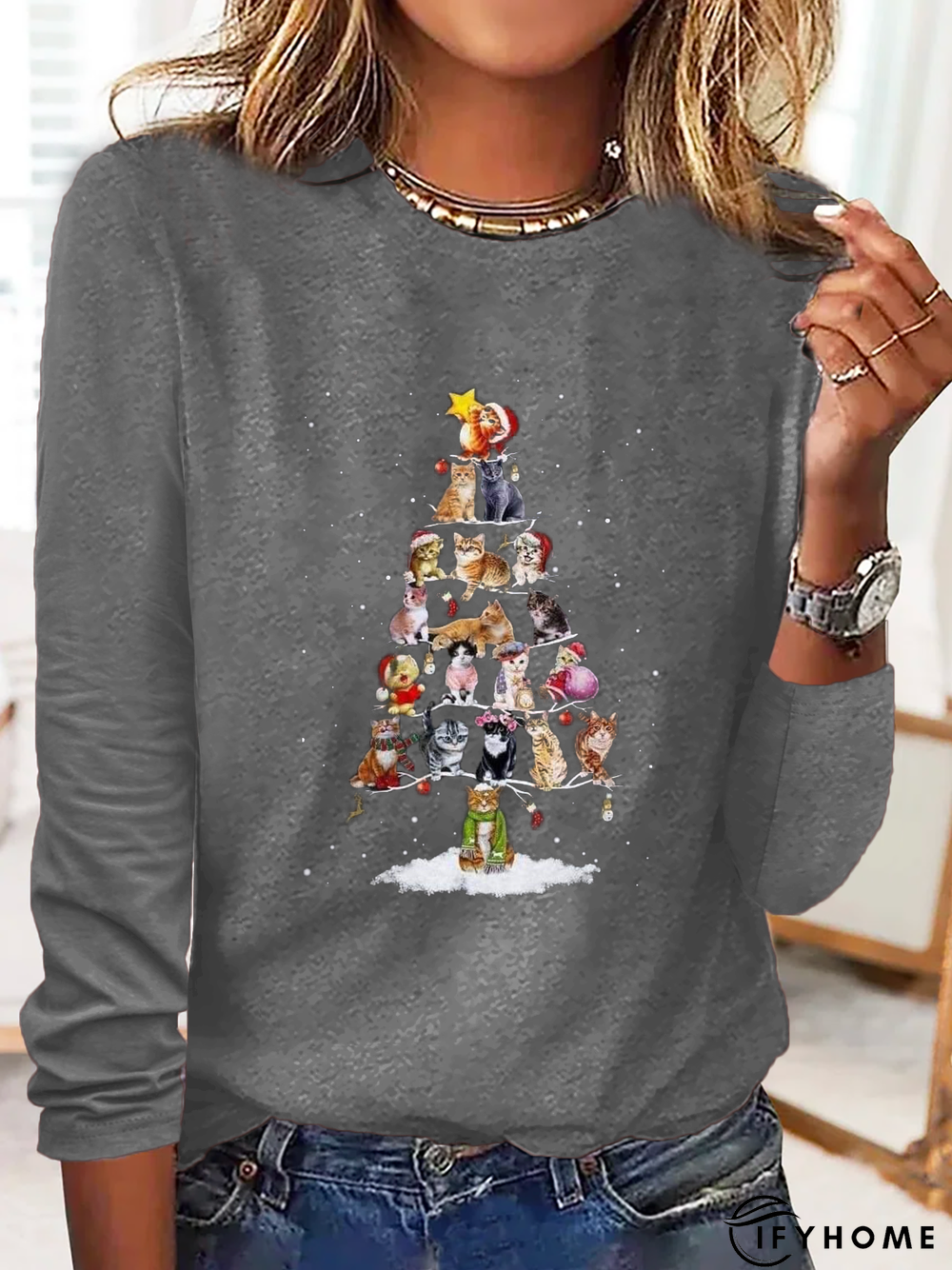 Christmas Tree Printed Casual T-Shirt Xmas T-shirt | IFYHOME