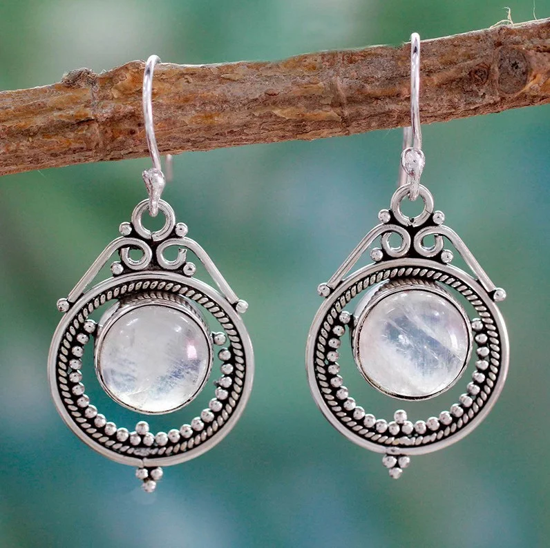 Vintage Moonlight Stone Earrings