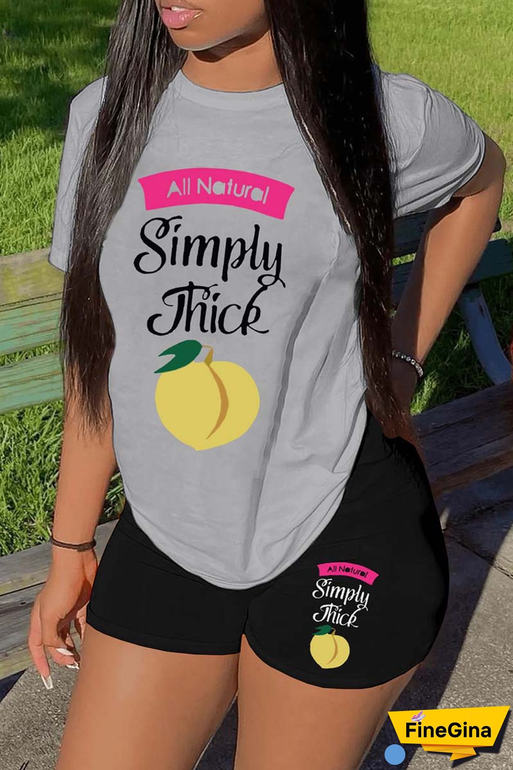 Blue Red Casual Print Basic O Neck Short Sleeve Two Pieces