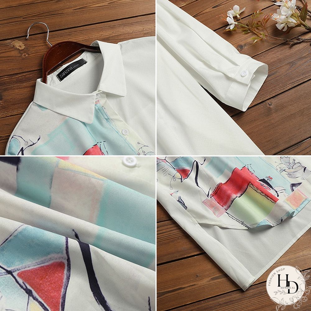 ZANZEA Women Autumn Long Sleeve Vintage Long Tops Loose Shirts Dress Irregualr Chiffon Blouse