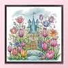 [Limited stock-Cross Stitch]Flower Castle 1-Partial Embroidery 2 Strands 14CT Stamped Cross Stitch-42*40CM