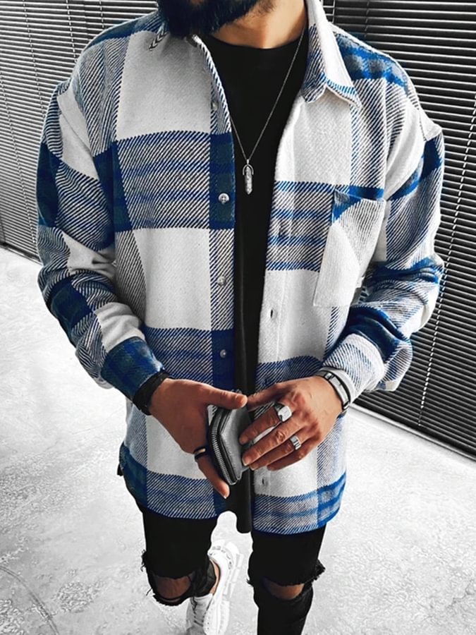🔥Sale🔥Men Fashion Plaid Casual Long Sleeve Jacket