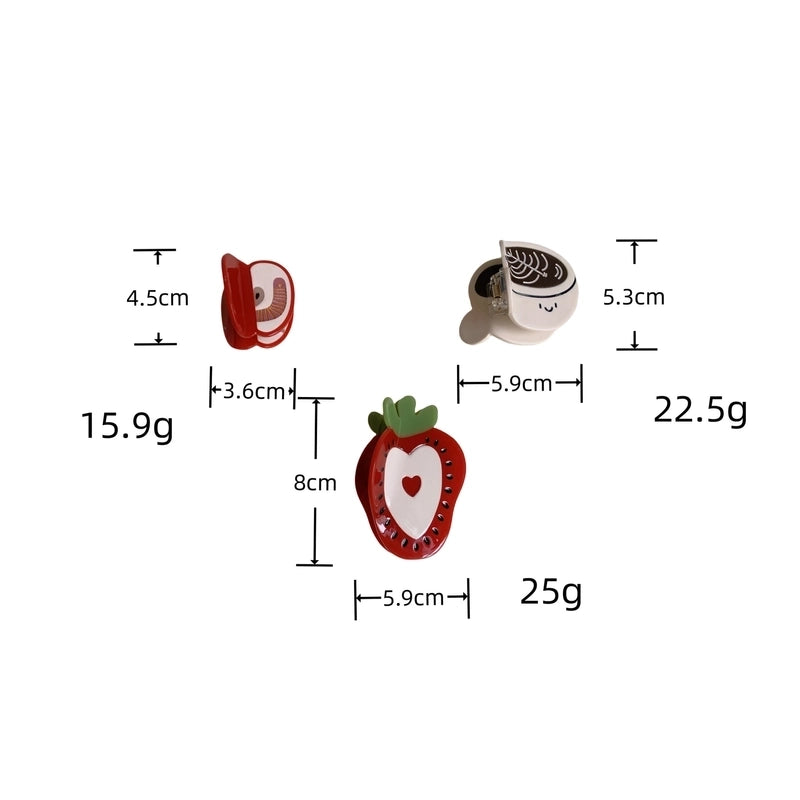 Cute Women’s 1605 Coffee Fruit Strawberry Acetic Acid Sheets Hair Claws