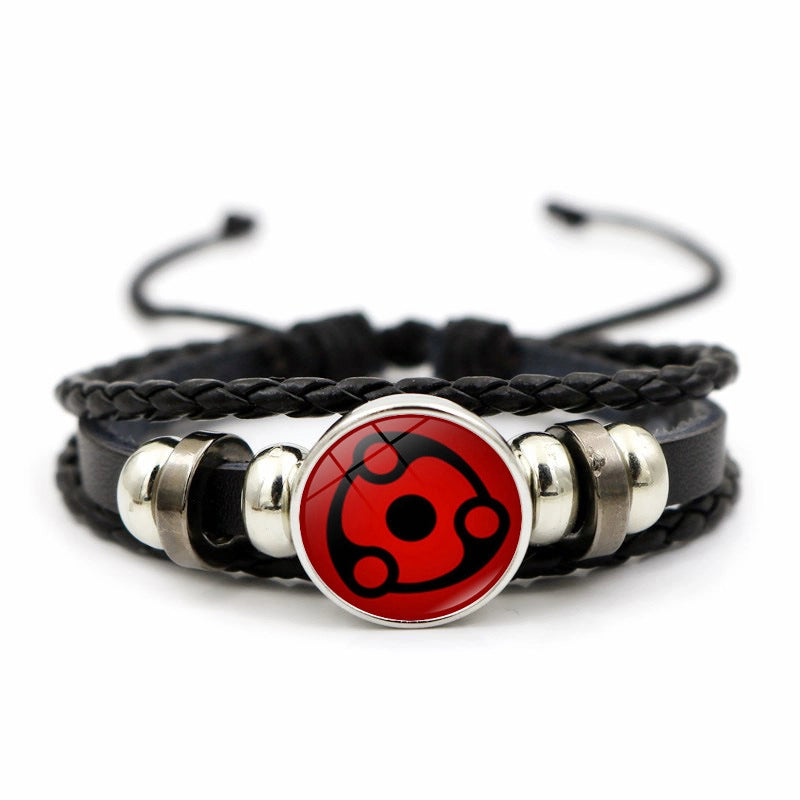 Naruto Sharingan Leather Bracelet For Men And Women Students Woven Bracelet Animation Kaleidoscope Hand Jewelry
