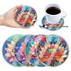 (US Local)[Upgrade]4Pcs Acrylic Special Shape Lotus DIY Waterproof Diamond Painting Coaster