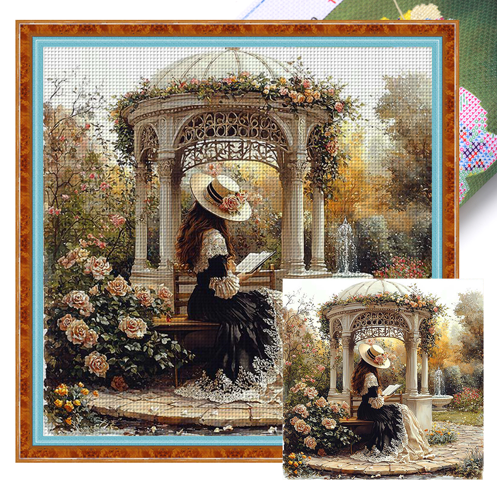 Victorian Girl Full 11CT Pre-stamped Canvas(50*50cm) Cross Stitch