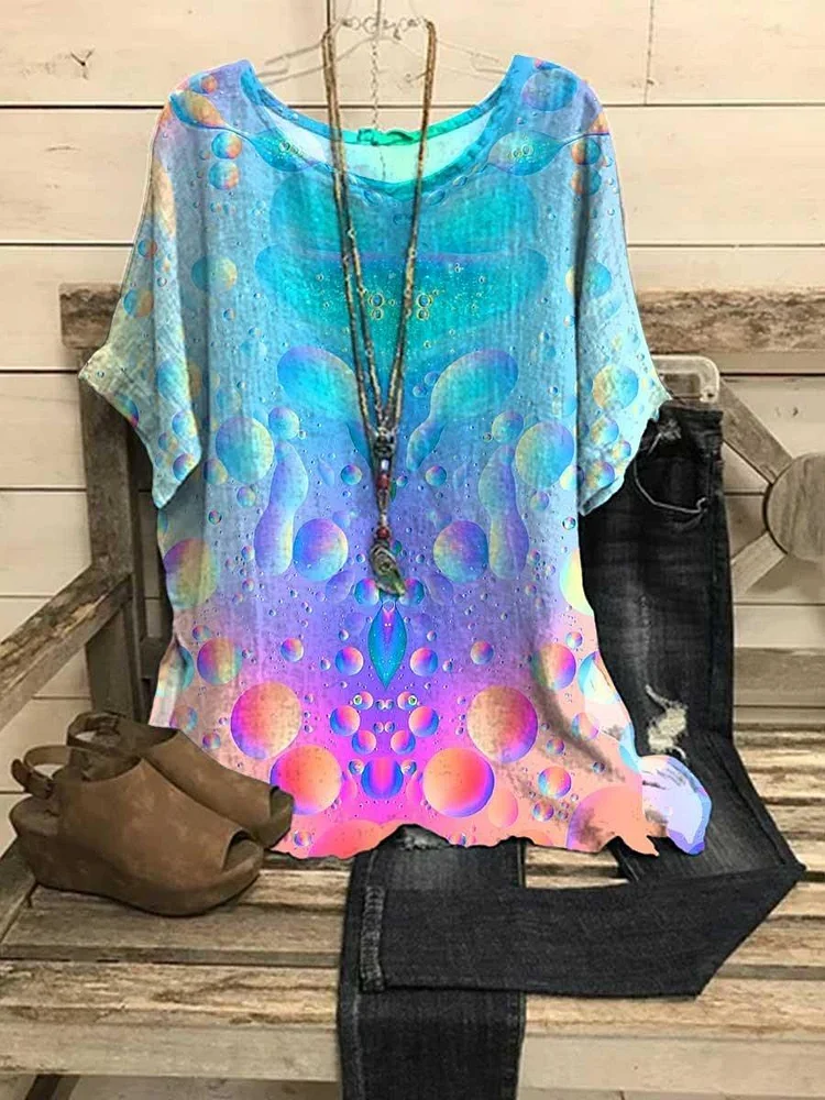 Women's Water Drop Art Print Casual Top