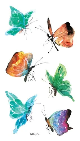 52 Kinds Watercolor Animals Fake Tattoos Temporary Cat Flamingo Wolf Whale Fox Butterfly Waterproof Tatto Stickers Small Size