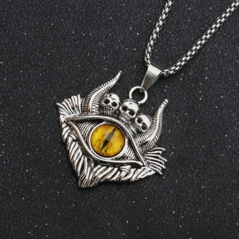Fashion Devil’s Eye Stainless Steel Stoving Varnish Pendant Necklace 1 Piece