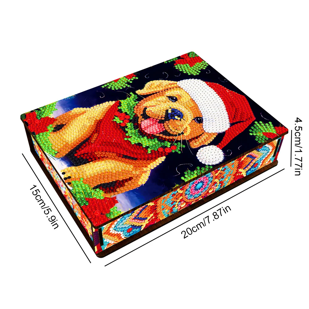DIY Xmas Dog Diamond Painting Jewelry Storage Box DIY Special Shaped Drill Case