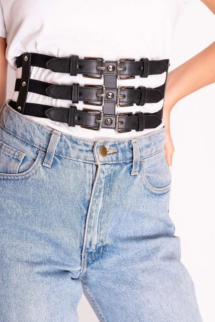 Cora Black Statement Buckle Belt Katch Me