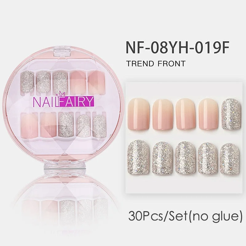 Fake Nails Press Coffin False with Glue Set Packaging Full Artificial Short Kiss Detachable Stick Designs Art Tipsy Cover Box-Nail Inspo