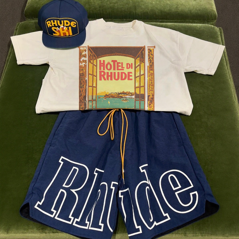 Rhude Hotel Di Monaco T-Shirt And Shorts Co-Ord