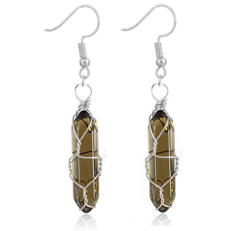 1 Pair Casual Minimalist Geometric Natural Stone Crystal Iron Drop Earrings