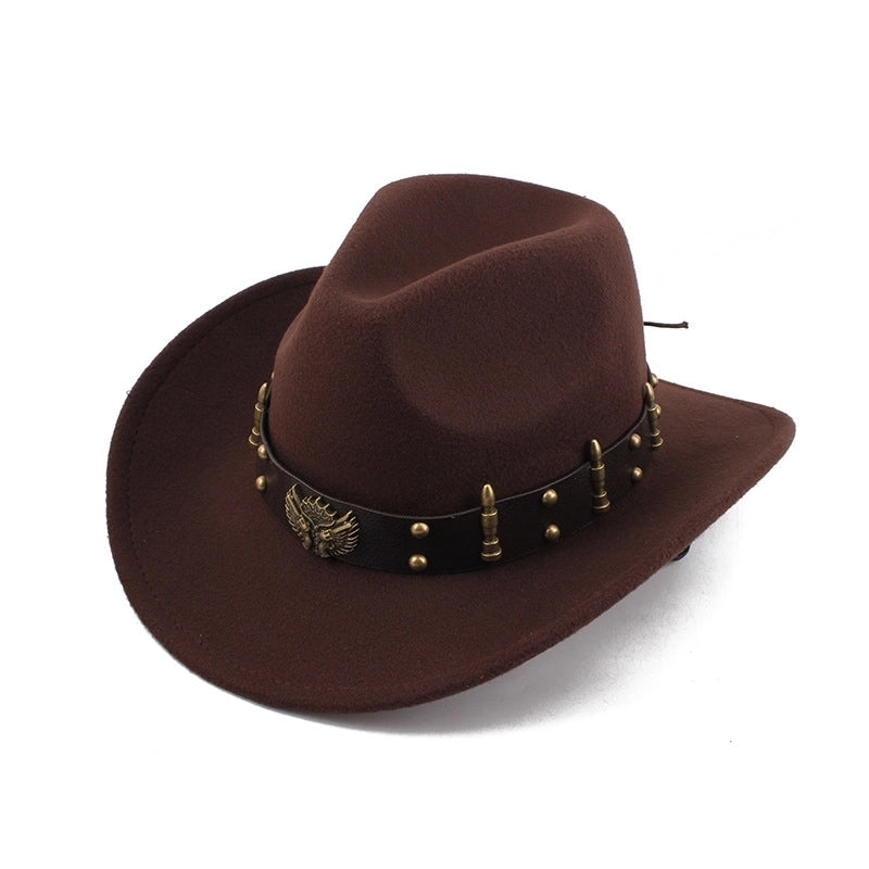 Ethnic Style Topper Hat Western Cowboy Hat Tibetan Tibetan Performance Hat Woolen Hat Central Retro Woolen Hat