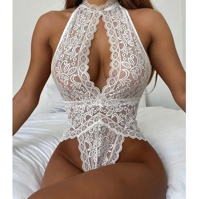 Uaang Hot Plus Size Sexy Lingerie Women Erotic Open Crotch Underwear Pajamas Lace Transparent Dress Sex Clothes Slutty Babydoll